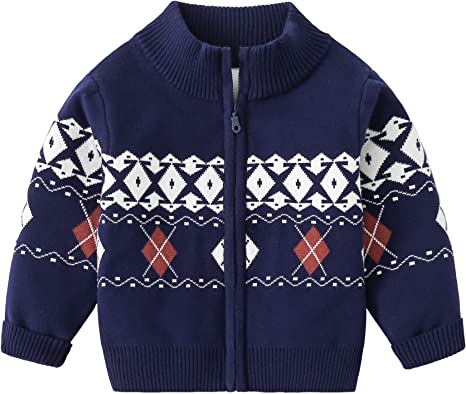 Photo 1 of AQEACARMON Baby Boys Girls Button Up Cardigan Sweater Dinosaur Full-Zip Knit Sweater - SIZE 5T -