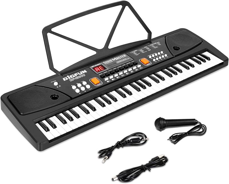 Photo 1 of M SANMERSEN Piano for Kids with Microphone, Keyboard Piano for Beginners Electronic Keyboard 61 Keys with Dual Speakers/LED Display/AUX-in Jack/Music Stand Piano Toys for Boys Girls Ages 3-12
