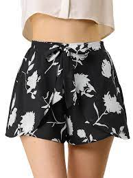 Photo 1 of Allegra K Women's Casual Elastic Waist Pockets Summer Beach Floral Shorts - X-Large - Black -