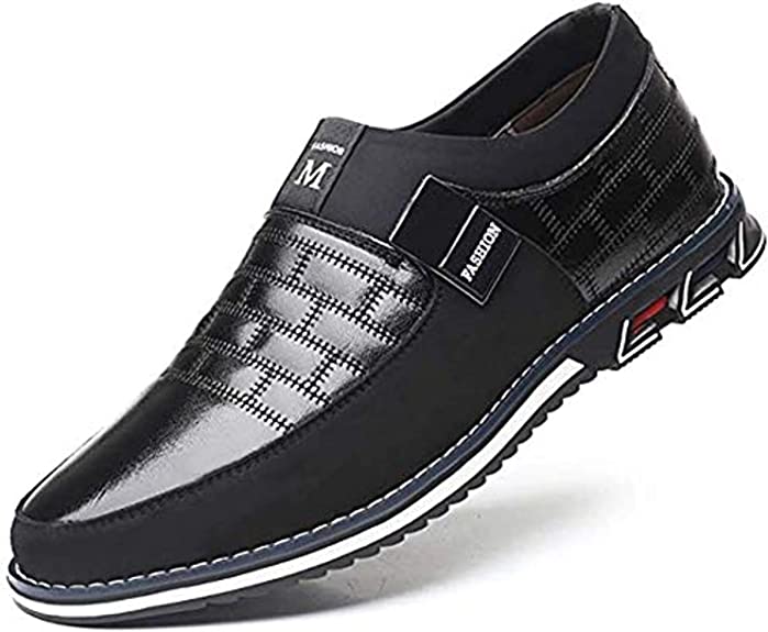 Photo 1 of Asifn Leather Shoes British Men's Loafers Casual Oxford Lace Up Business Classic Comfortable Luxury Driving Office Walking Moccasin - Black - Size 8.5 in US

