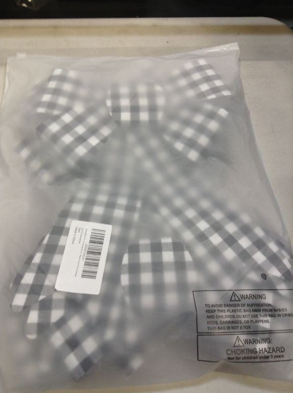 Photo 2 of 6 Pack Christmas Bows, 9" x 12.5" Large Black Plaid Christmas Buffalo Plaid with White Bows for Wreath Garland Christmas Tree Ornaments Outdoor Decorations, Indoor Xmas Home Party Decorations
