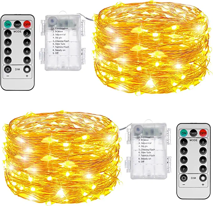 Photo 1 of KPafory Fairy Lights Battery Operated, 2 Pack 20Ft 60LEDS Twinkle Lights with Remote Control Timer Waterproof for Bedroom Party Wedding Christmas Indoor and Outdoor Decorations---factory sealed