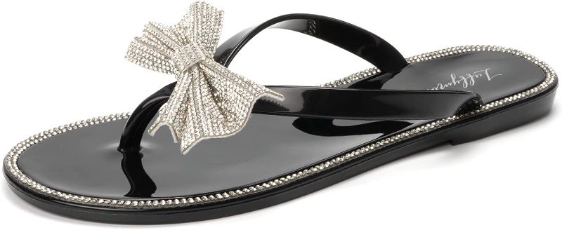 Photo 1 of LUFFYMOMO Women's Rhinestone Flip Flops Beach Flat Thong Sandals--size 10