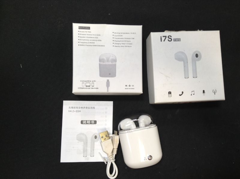 Photo 2 of i7s TWS Wireless Headphones sport Earphones Earbuds Headset With Mic Charging box Headphones For all smartphones