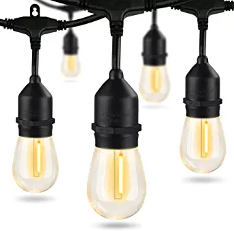 Photo 1 of 48FT LED Outdoor String Lights,Shatterproof Patio Backyard, Upgrade 2200K Warm Light Ambience,Commercial Grade Weatherproof Outdoor Lights,Heavy-Duty Decorative Café Porch,Bistro Garden,Trees