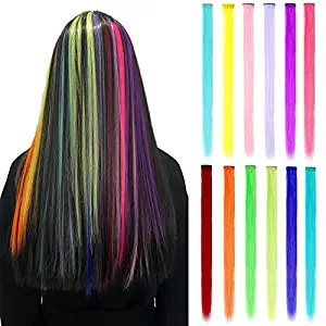 Photo 1 of Colored Hair Extensions Straight Multi Color Clip in Hair Extensions 