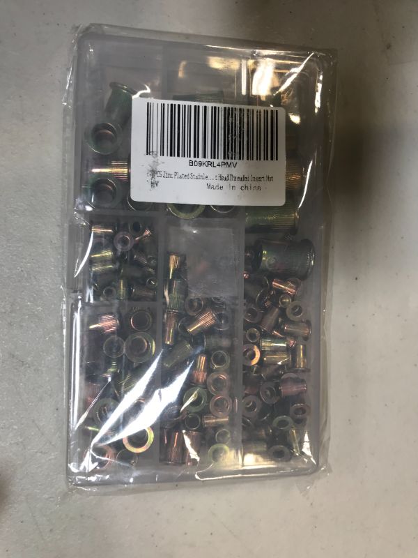 Photo 1 of 170pcs Rivet Nuts Kit, Zinc Plated Carbon Steel, 8-32#10-24 1/4"-20 3/8"-16 5/16"-18 Metric Rivet Nut Assortment Kit, M3 M4 M5 M6 M8 M10 M12 Flat Head Threaded Insert Nut Assort
