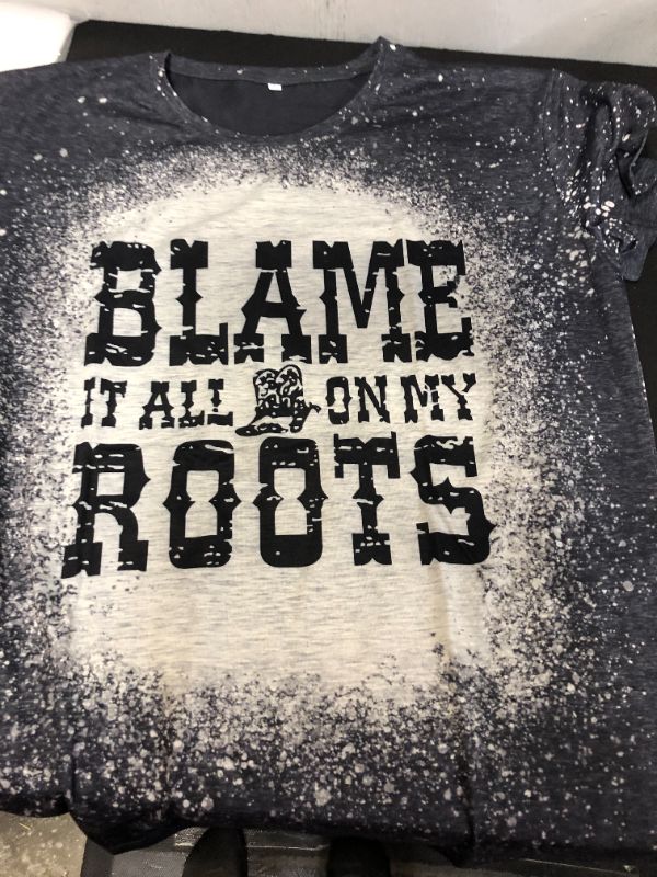 Photo 2 of Blame It All On My Roots Shirt Women Country Music Tshirt Vintage Graphic Tees Tops - L