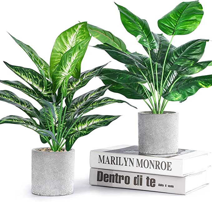 Photo 1 of JC nateva 2pcs 16" Fake Plants Artificial Plants for Farmhouse Bathroom Kitchen Office Home Decor Indoor