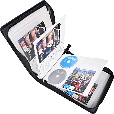 Photo 2 of LIOVODE DVD Storage Case, 128 Capacity CD Media Collection Bag Case Covers Disc Booklets Holder Home Album Organizer (128 Capacity)