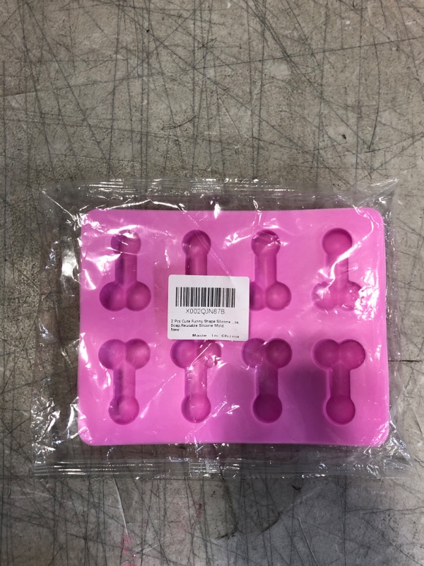Photo 2 of 2 Pieces Silicone Funny Shape Baking Molds Funny 8-Cavity Candy Chocolate Moulds Novelty Birthday Single Party Silicone Mould Non-Stick Jelly Ice Cube Tray Mold for Pudding Cake Topping Soap (Pink)
