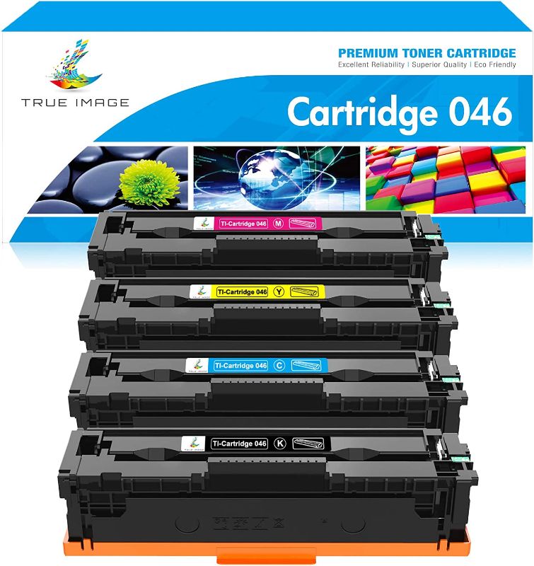 Photo 1 of TRUE IMAGE Compatible Toner Cartridge Replacement for Canon 046 MF733Cdw CRG-046 Color ImageCLASS MF733Cdw MF731Cdw MF735Cdw LBP654Cdw MF733 Printer Ink (Black Cyan Yellow Magenta, 4-Pack) FACTORY SEALED
