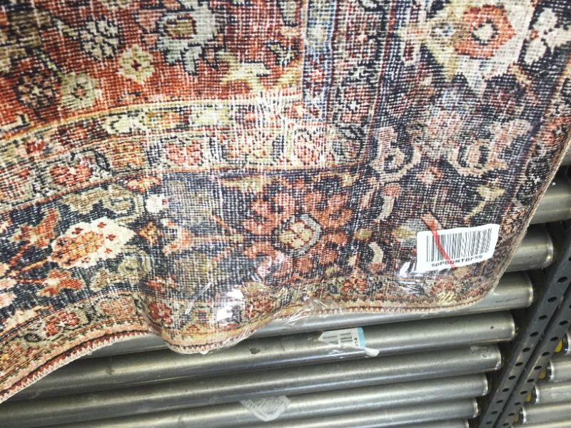 Photo 1 of 3'6"x5'6" Layla Rug Spice Red/Marine Blue - Loloi Rugs, No Box Packaging, Moderate Use, Creases and Wrinkles in item. Minor Fraying on Edges, Hair Found on item, Dirty From Shipping and Handling, Tape found on Item

