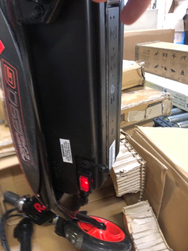 Photo 9 of Razor Power Core E90 Electric Scooter, Box Packaging Damage, Moderate Use, Scratches and Scuffs Found on Item, Hardware Loose in Box, Missing Hardware, Item Turned on, Did not Go or Glow. 
