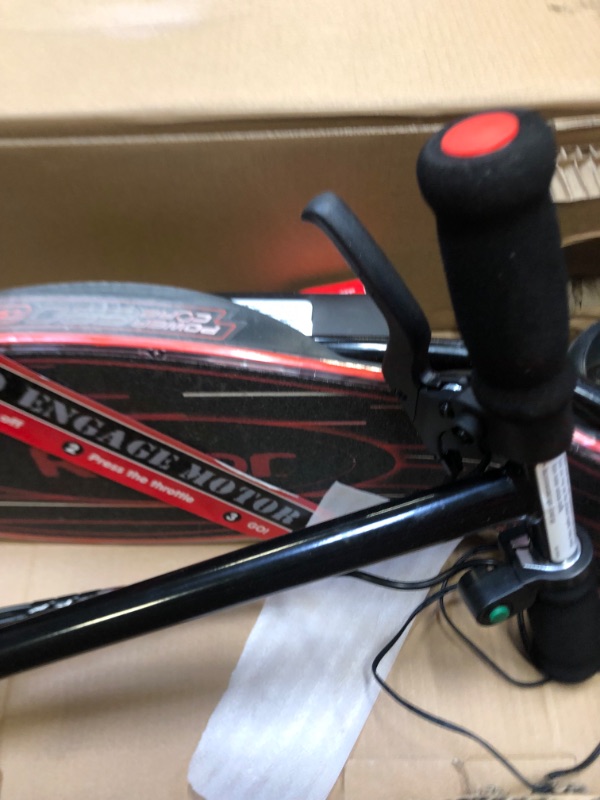 Photo 8 of Razor Power Core E90 Electric Scooter, Box Packaging Damage, Moderate Use, Scratches and Scuffs Found on Item, Hardware Loose in Box, Missing Hardware, Item Turned on, Did not Go or Glow. 
