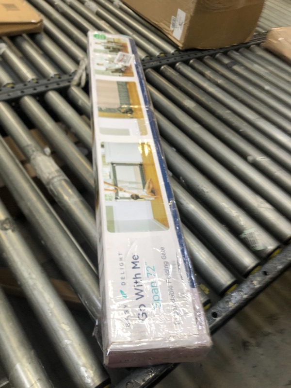 Photo 1 of Baby Delight Go with Me Span 72 - 6 Expandable Folding Gate, Box Packaging Damaged, Moderate Use, Scratches and Scuffs Found on Item, Missing Parts, Missing some Hardware
