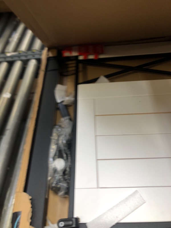 Photo 1 of ***SEE CLERK NOTES***Safety 1st Easy Install Modern Farmhouse Gate, White, Box Packaging Damaged, Moderate Use, Scratches and Scuffs Found on Item, Missing Parts, Missing some Hardware


