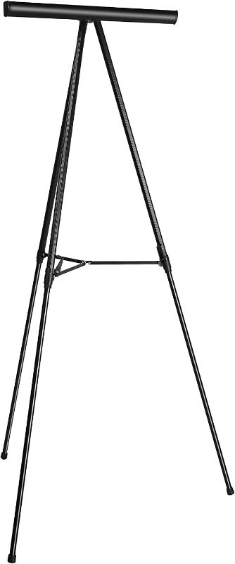 Photo 1 of Amazon Basics High Boardroom Black Aluminum Flipchart Whiteboard and Display Easel Stand with Adjustable Height Telescope Tripod, Black, 37 x 18 x 28 Inches, Box Packaging Damaged, Moderate Use, Scratches and Scuffs Found on Item

