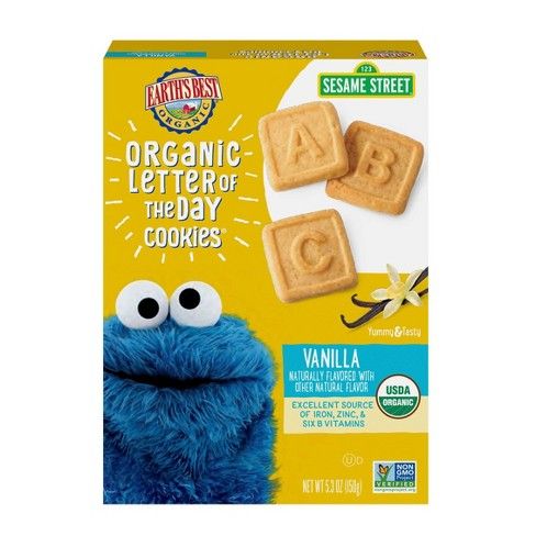 Photo 1 of 3 Box Bundle - Earth's Best® Sesame Street Letter of the Day 5.3 oz. Organic Very Vanilla Cookies Best by, SEP/17/2022

