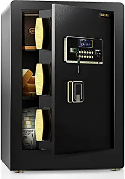 Photo 1 of Safe Box, ADIMO 2.8 Cubic Feet Safe, Weighted Cabinet Safe with Removable Shelf, Sensitive Alarms, Dual Key System with LCD Digital Screen, Safe for Documents, Money, Gold and Guns