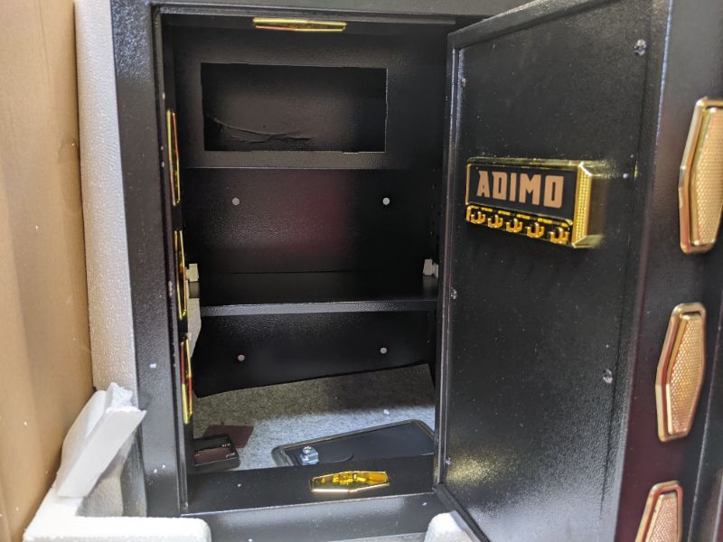 Photo 4 of Safe Box, ADIMO 2.8 Cubic Feet Safe, Weighted Cabinet Safe with Removable Shelf, Sensitive Alarms, Dual Key System with LCD Digital Screen, Safe for Documents, Money, Gold and Guns