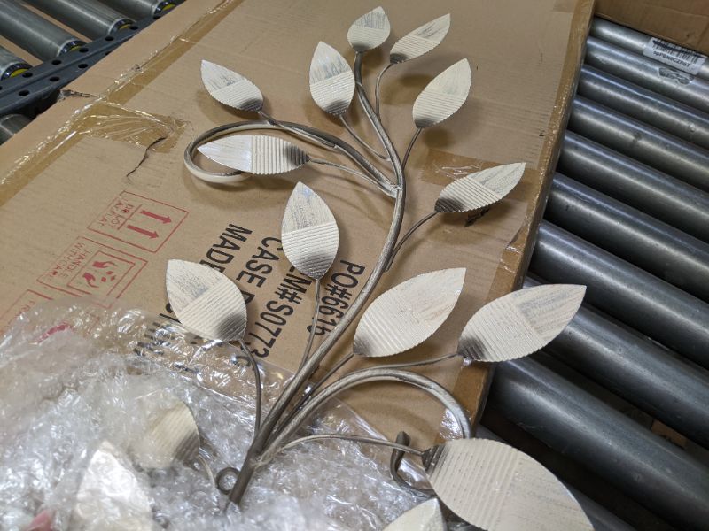 Photo 3 of 53 Inch White and Gold Metal Leaf Wall Decor