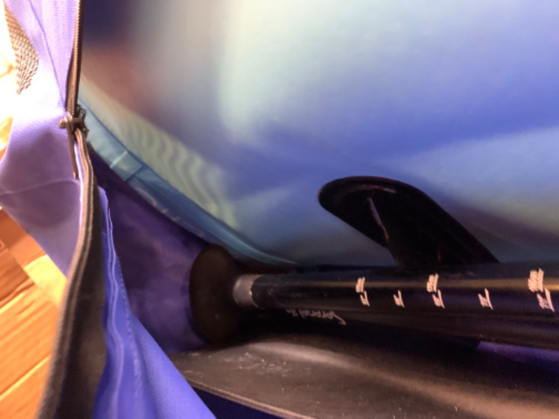 Photo 8 of Serenelife Inflatable Stand Up Paddle Board (6 Inches Thick), Box Packaging Damaged, Moderate Use, Scratches and Scuffs on Item, Missing Parts and Some Hardware, Dirty From Previous Use, Air Leak in Inflatable, Selling for Parts