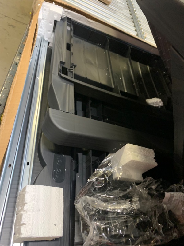 Photo 4 of Keter Solana 70 Gallon Storage Bench Deck Box for Patio Furniture, Box Packaging Damaged, Moderate Use, Scratches and Scuffs Found on Item, Missing Parts, Missing Hardware, Selling for Parts
