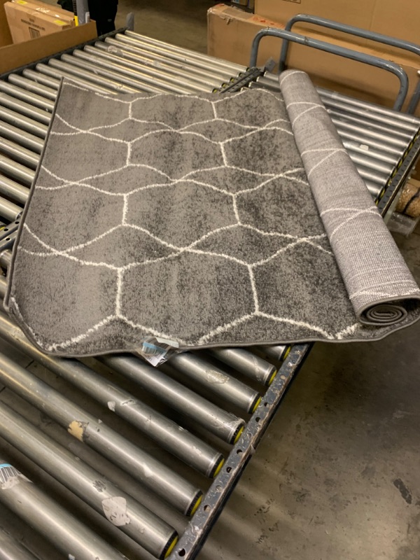 Photo 1 of 4'x6' Gray Rug, No Box Packaging, Moderate Use, Creases and Wrinkles in Item, Hair Found on Item, Tape on Item, Dirty From Previous Use