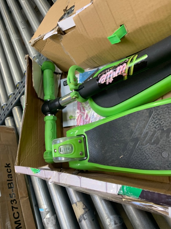 Photo 5 of Hurtle ScootKid 3 Wheel Toddler Child Ride On Toy Scooter w/ LED Wheels, Green, Box Packaging Damaged, Moderate Use, Scratches and Scuffs Found on Item, Missing Hardware
