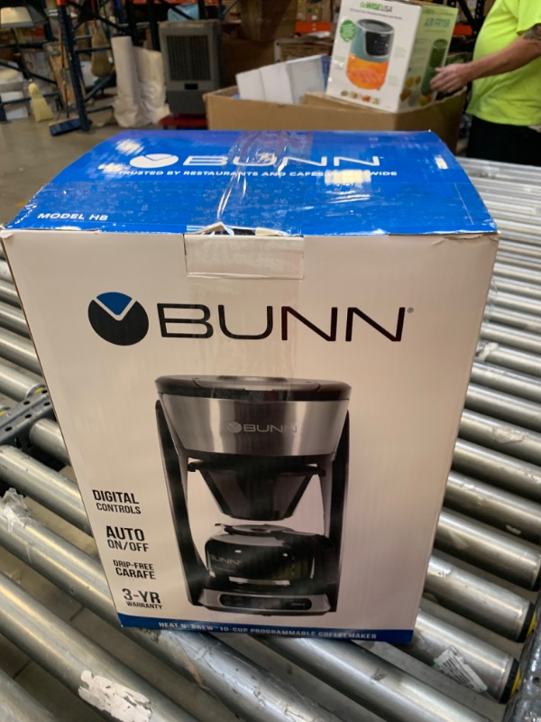 Photo 2 of BUNN - Heat N' Brew 10-Cup Coffee Maker - Silver, Box Packaging Damaged, Moderate Use, Scratches and Scuffs Found on Item, Missing Some Parts, Dirty From Previous Use, water Stains Found on item.
