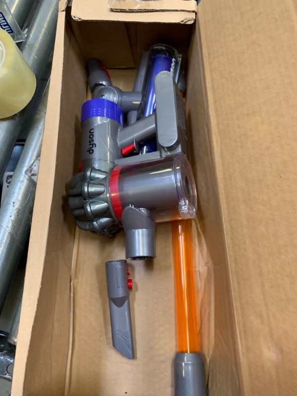 Photo 3 of Casdon Dyson Cordless Vacuum | Interactive Toy Dyson Vacuum For Children Aged 3+ | Includes Working Suction For Realistic Play, Box Packaging Damaged, Moderate Use, Scratches and Scuffs Found on Item, Missing Some Parts

