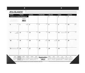 Photo 1 of 2022-2023 AT-A-GLANCE 17" x 21.75" Academic & Calendar Monthly Desk Pad Calendar, White/Black (SK2416-00-23)
-----some pages missing due to usage 