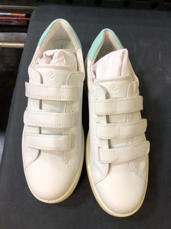 Photo 1 of ECCO Women's Soft 4 Three Strap Sneaker, White/Eggshell Blue, size 10
