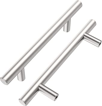 Photo 1 of Alzassbg 5pc Brushed Satin Nickel Cabinet Pulls, 4 Inch(102mm) Hole Centers Cabinet Handles Kitchen Hardware T Bar European Style Drawer Handle Pull AL3011SN
