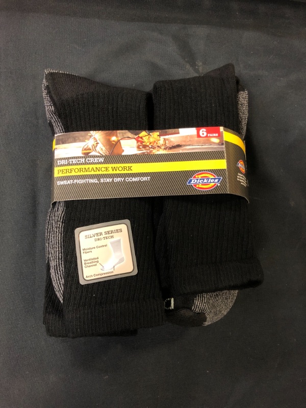 Photo 2 of Dickies Men's Dri-tech Moisture Control Crew Socks Multipack- size 12-15
