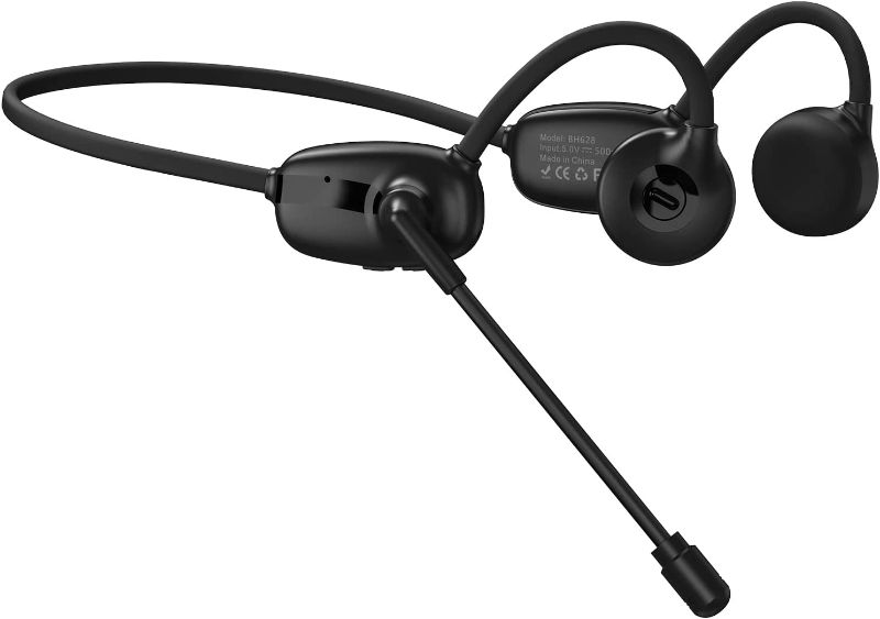 Photo 1 of Bone Conduction Headphones with Mic, BT 5.3 Wireless Headset for Computer with ENC Noise Canceling Microphone Boom, Perfect for Teaching Driving Classroom Home Office Commercial Use(Black)
