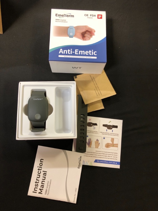 Photo 2 of EmeTerm Relieve Nausea Electrode Stimulator Morning Sickness Motion Travel Sickness Vomit Relief Rechargeable No Gel Drug Free Wrist Bands Without Side Effects
