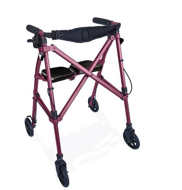 Photo 1 of 4-Wheel Space Saver Folding Travel Walking Aid Walker Rollator in Regal Rose
