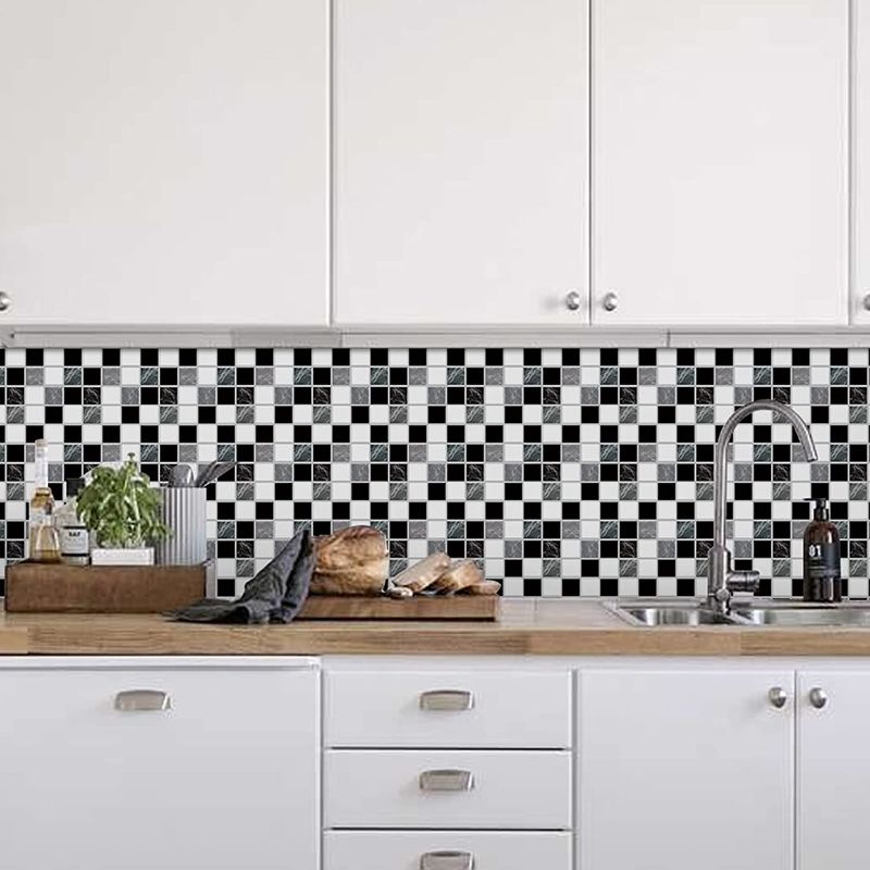 Photo 2 of 17.5''×118'' Peel and Stick Wallpaper for Kitchen Backsplash Wallpaper Black and White Contact Paper Self Adhesive Vinyl Film Roll Paper 3D Removable Tile Wall Paper P