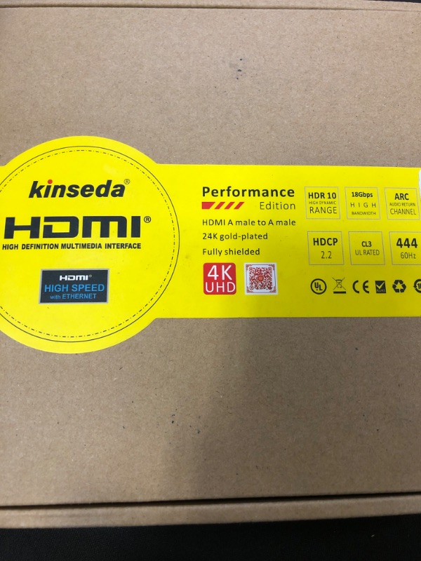 Photo 3 of kinseda 4K HDMI Cable, HDMI 2.0 Cable 20ft CL3 Rated 18Gpbs High Speed 28AWG Manohana 2160p ARC 3D HDR Ethernet HDCP 2.2 ho an'ny TV Xbox Switch sns