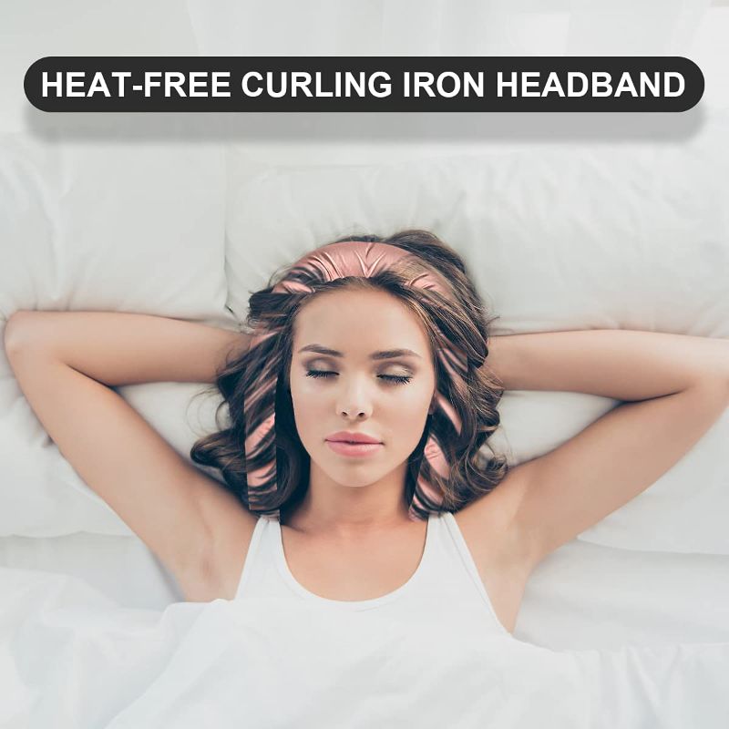 Photo 2 of Heatless Curling Rod Headband - Overnight No Heat Curlers for Long Hair with Hair Clips & Scrunchie, TikTok Sleeping Heatless Hair Curler Silk Ribbon Rollers Kit for Soft Hair (BLACK)