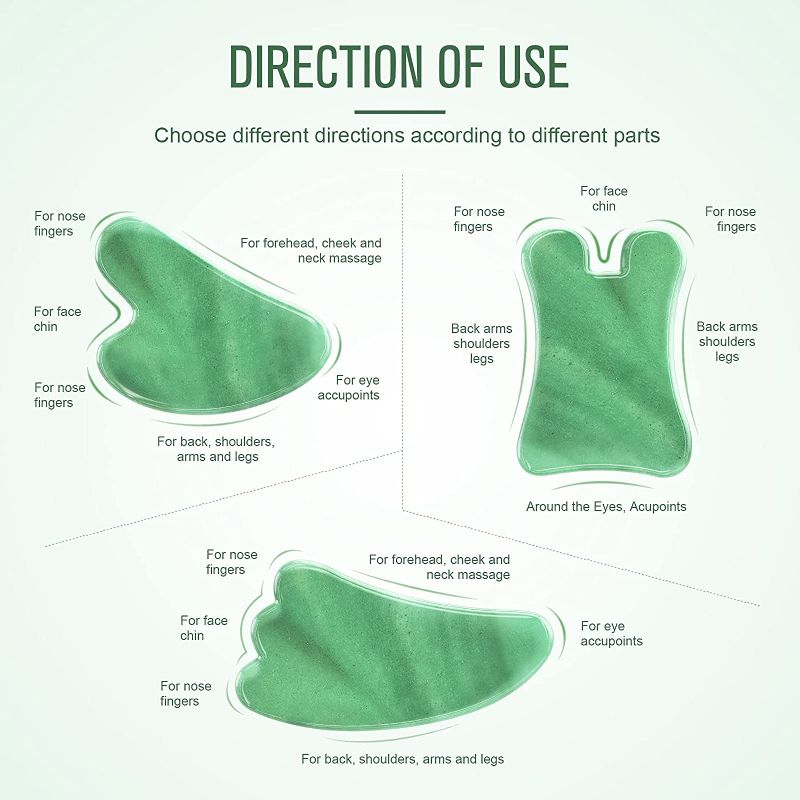 Photo 1 of Best Birthday Gifts for Women Mom Wife Sister Friend, Gua Sha Facial Tools Set, Face Massage Tools, Natural Aventurine Jade Gua Sha Stones, Pack of 3