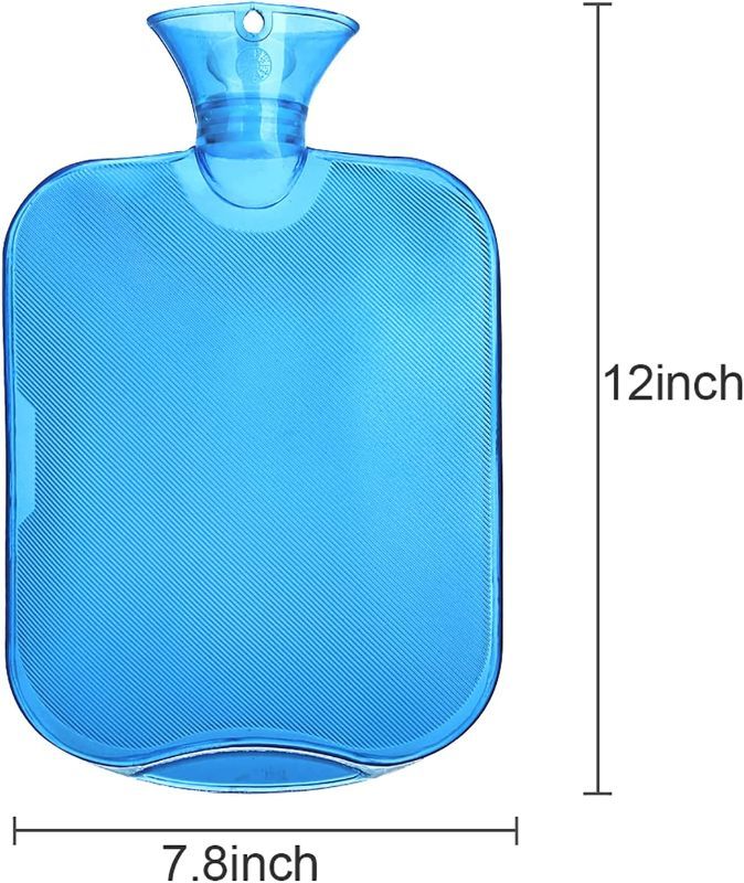 Photo 3 of All one tech Transparent Classic Rubber Hot Water Bottle with Knit Cover - Blue