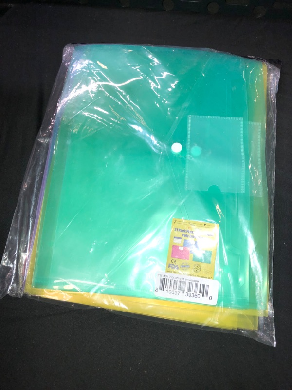 Photo 3 of Youngever 21 Counts Plastic Document Envelopes Folders, Poly Envelopes, Document Folders, 7 Assorted Colors