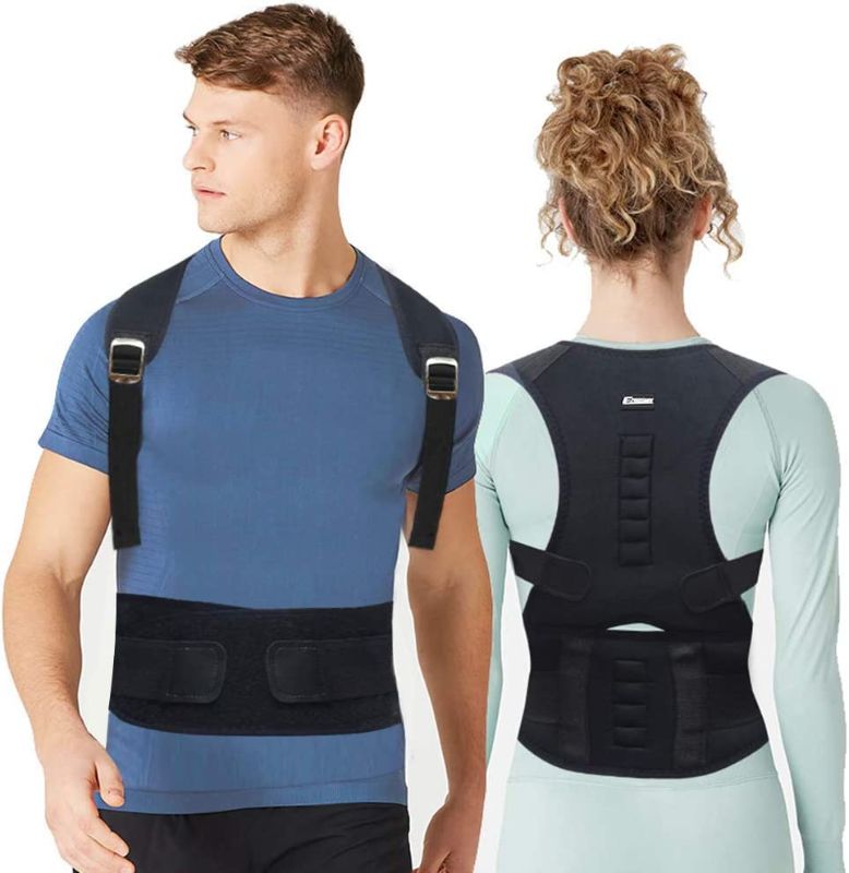 Photo 1 of Back Brace Posture Corrector for Men - Posture Corrector for Women - Upper Back Posture Corrector Providing Lumbar Support - Adjustable Back Brace Back Straightener for Clavicle Support 2 COUNT 