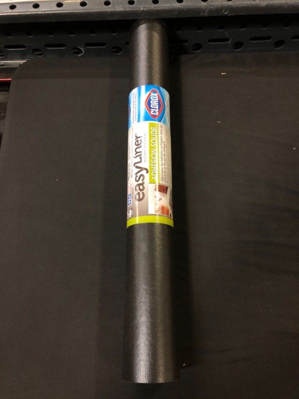 Photo 1 of 1 - Duck Solid Grip EasyLiner Non Adhesive Shelf Liner with Clorox, 20" X 6' Black
