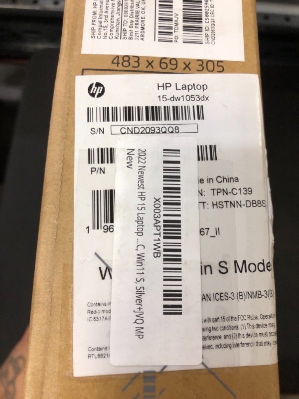 Photo 4 of 2022 Newest HP 15 Laptop Computer, 15.6" HD Display, Intel Celeron Quad-Core N4120(up to 2.6Ghz), 16GB DDR4 RAM, 1TB SSD, HDMI, RJ45, Wi-Fi, Bluetooth, Webcam, USB Type-C, Win11 S, Silver+JVQ MP - open box for pics 
