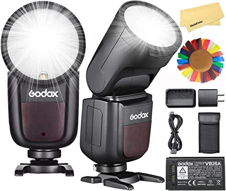 Photo 1 of Godox V1-N Round Head Camera Flash for Nikon Flash Speedlight Speedlite Light,76Ws 2.4G 1/8000 HSS,480 Full Power Shots,1.5s Recycle Time,2600mAh Li-ion Battery,10 Levels LED Modeling Lamp
