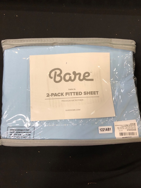 Photo 2 of Bare Home 2-Pack Fitted Bottom Sheets Twin XL - Premium 1800 Ultra-Soft Microfiber - Deep Pocket (Twin XL, Light Blue)